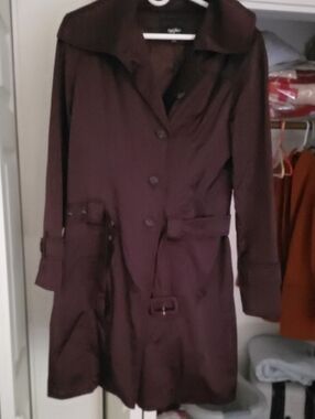 Vintage Mossimo Supply Co. Dark Plum Trench Coat with Belt